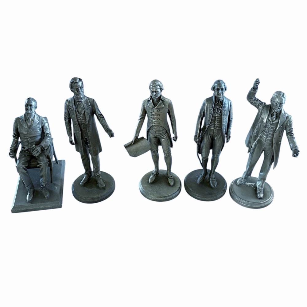 Lot Of 5 Presidents Lance Fine Pewter  Washington, Roosevelt, Jefferson, Lincoln
